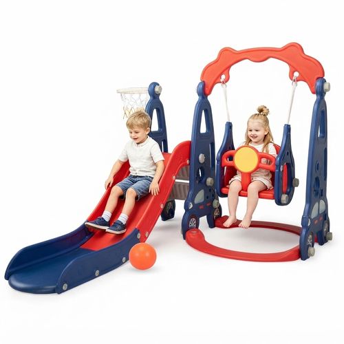 Nyeekoy 4 in 1 Slide Swing Set and Kids Slide for 3+