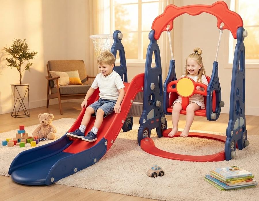 Nyeekoy 4 in 1 Slide Swing Set and Kids Slide for 3+