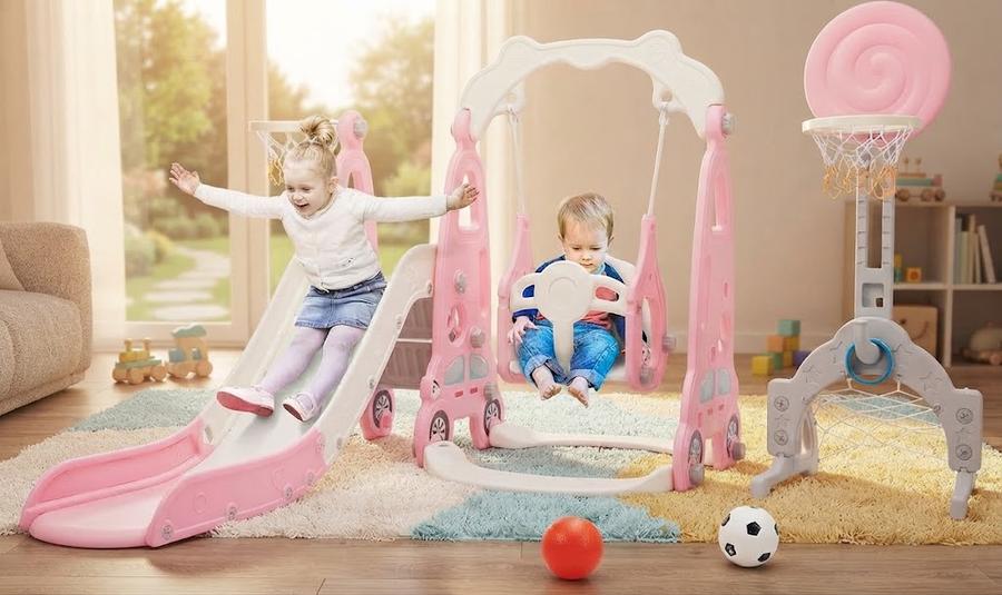 Nyeekoy 6 in 1 Toddler Slide and Swing Set