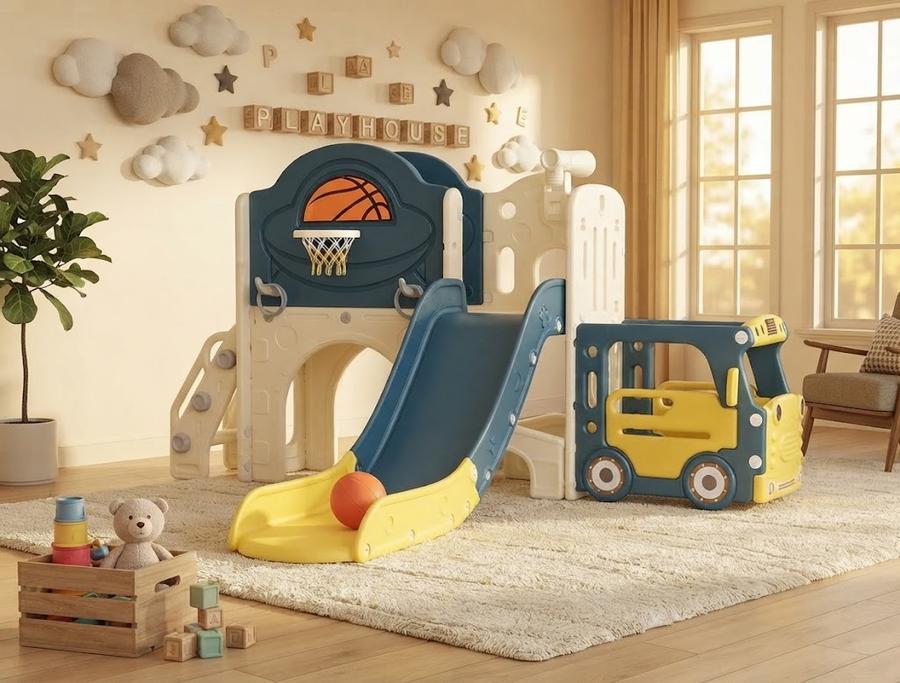 Nyeekoy 9 in 1 Bus-Themed Toddler Slide